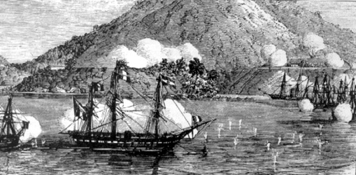 Les navires français et espagnoles devant Tourane en 1858