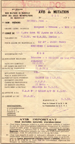 Avis de mutation 1951